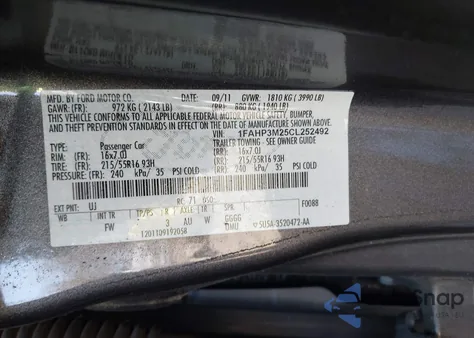 2012 Ford Focus Sel from USA, damaged, VIN 1FAHP3M25CL252492